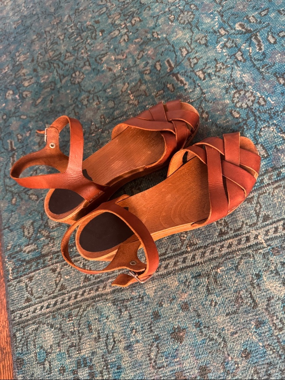 Swedish Hasbeens Woven Brown Sandals